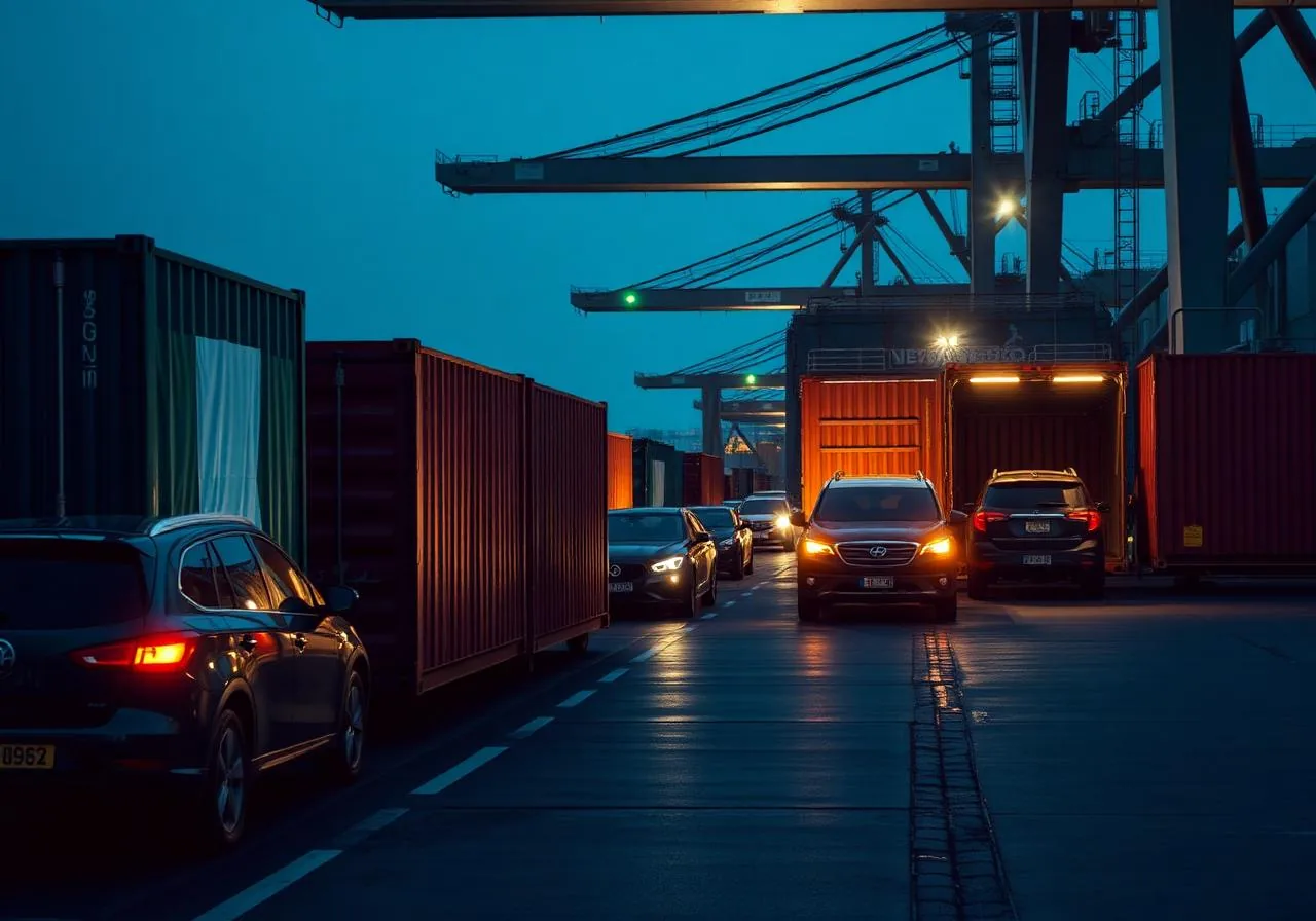 Container being loaded for vehicle export from Canada to Nigeria